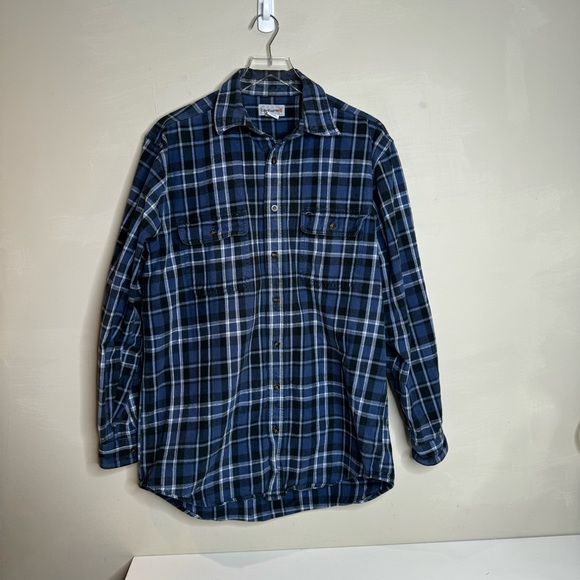 Carhartt Other - Carhartt Mens Navy Blue Plaid Heavy Button Up Flannel Shirt